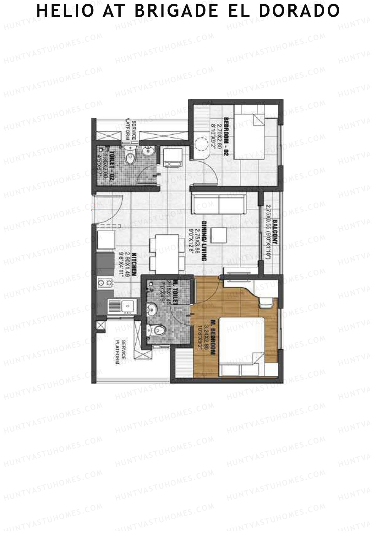 Helio at Brigade El Dorado Gallium Unit 3 (Type B) Floor Plan