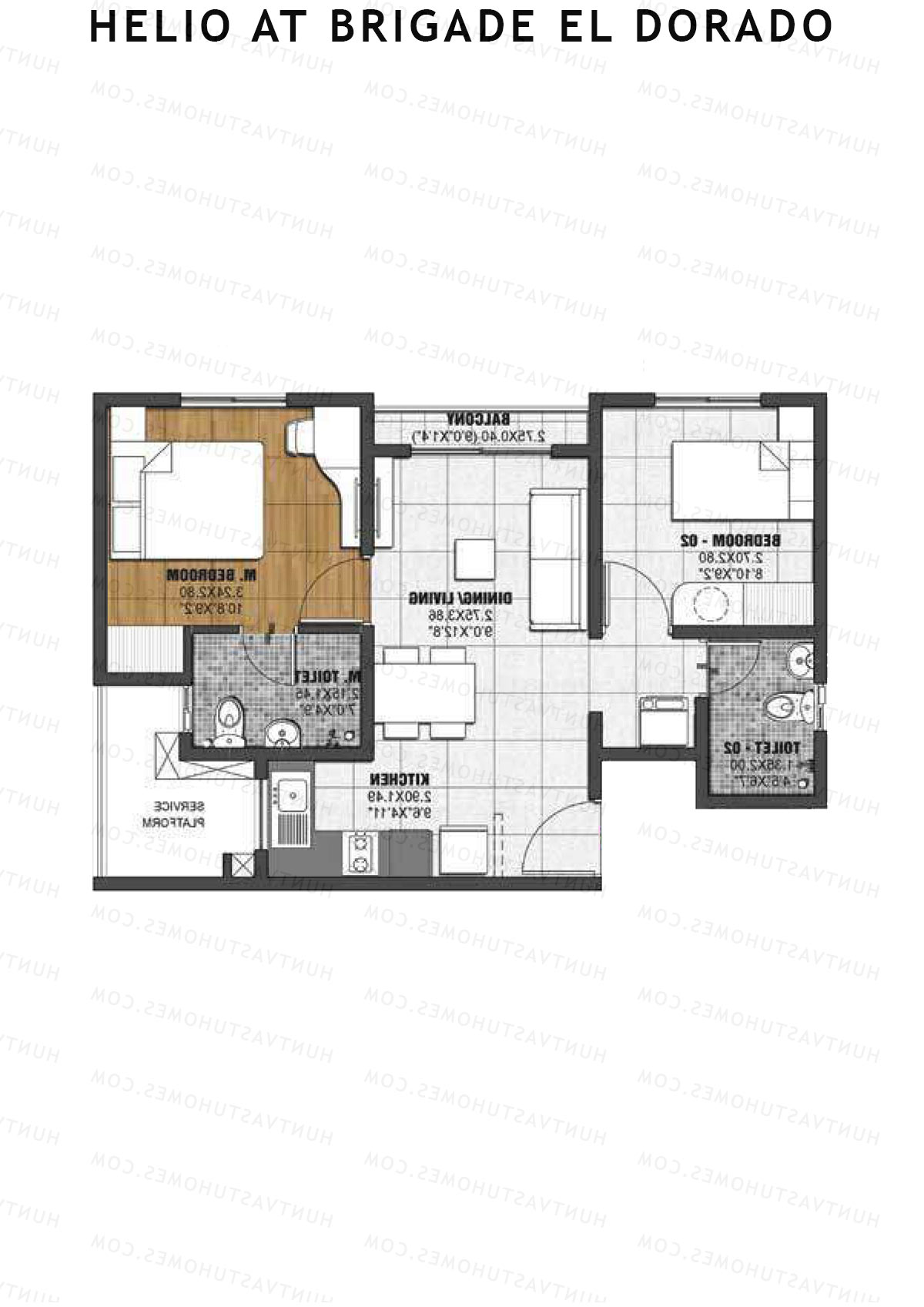 Helio at Brigade El Dorado Helio Unit 10 (Type B1) Floor Plan