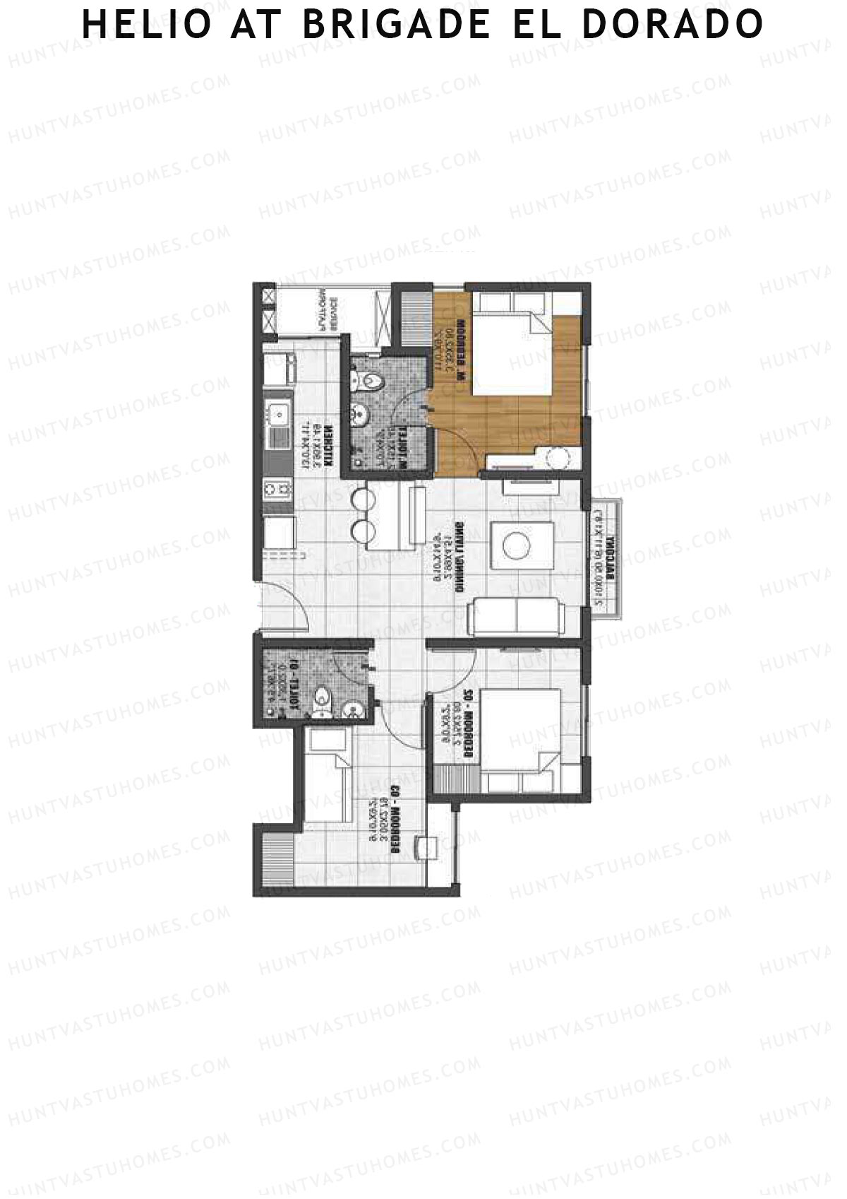 Helio at Brigade El Dorado Helio Unit 24 (Type A1) Floor Plan