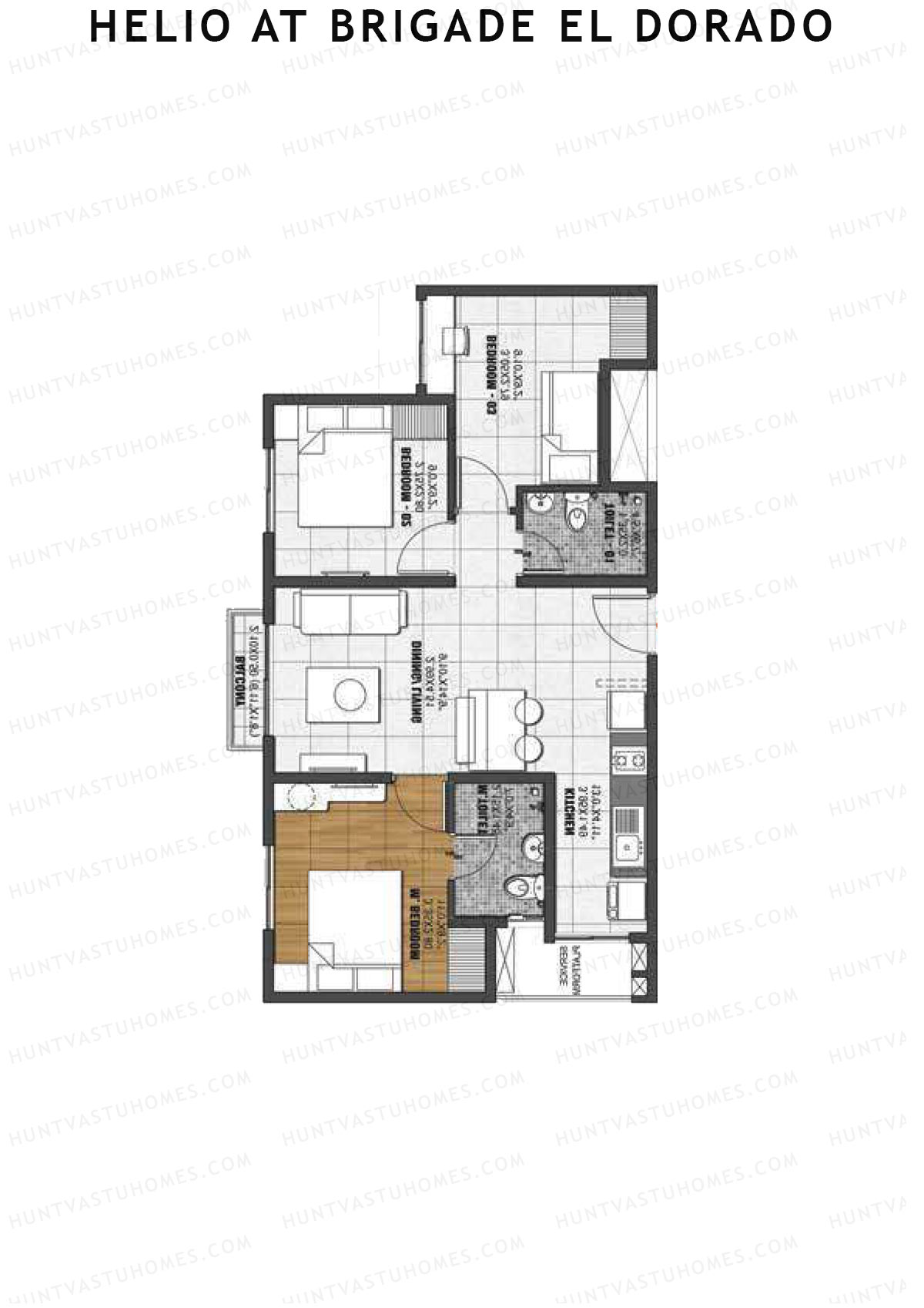 Helio at Brigade El Dorado Helio Unit 4 (Type A) Floor Plan