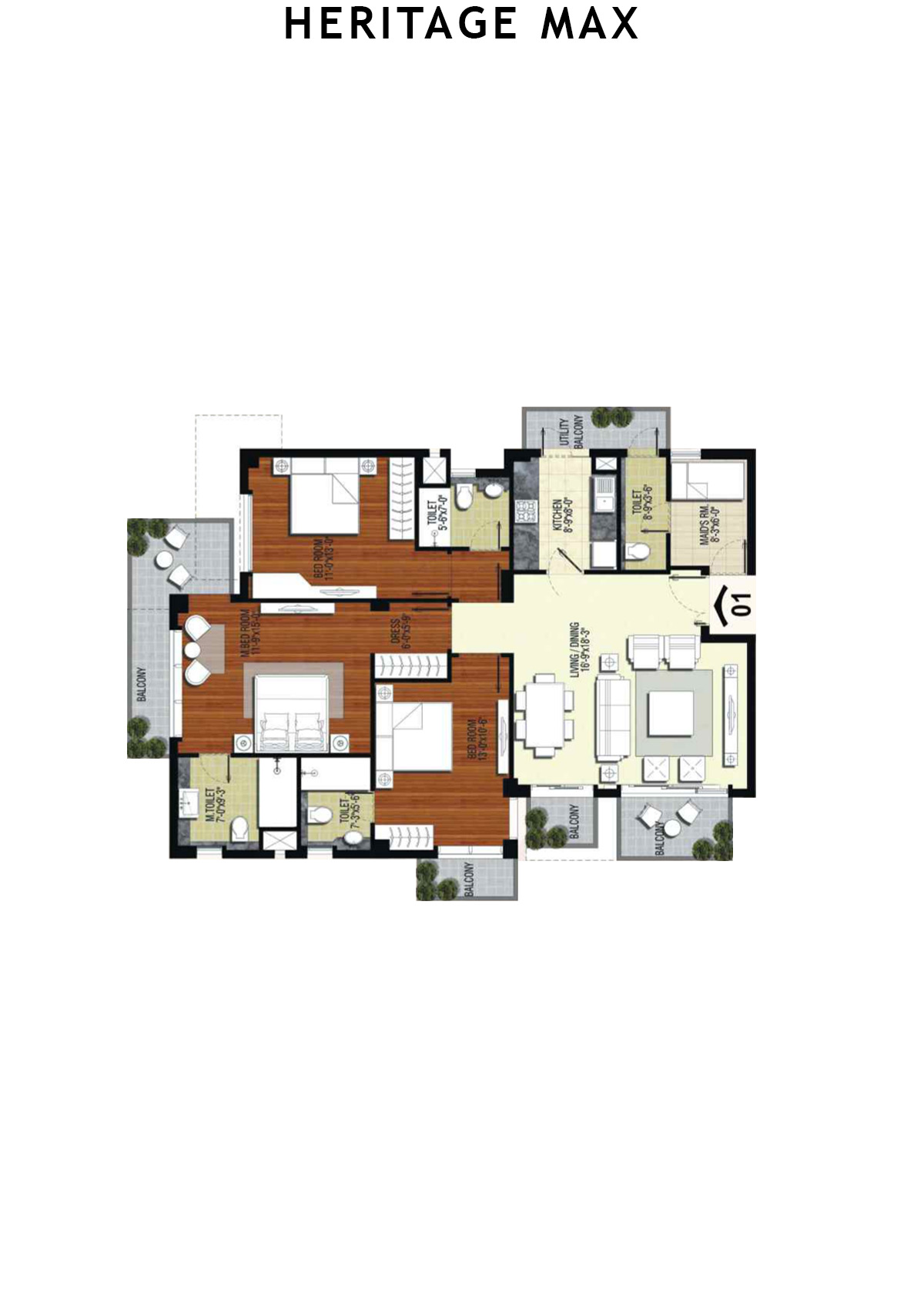 Heritage Max Tower B Unit 1 Floor Plan