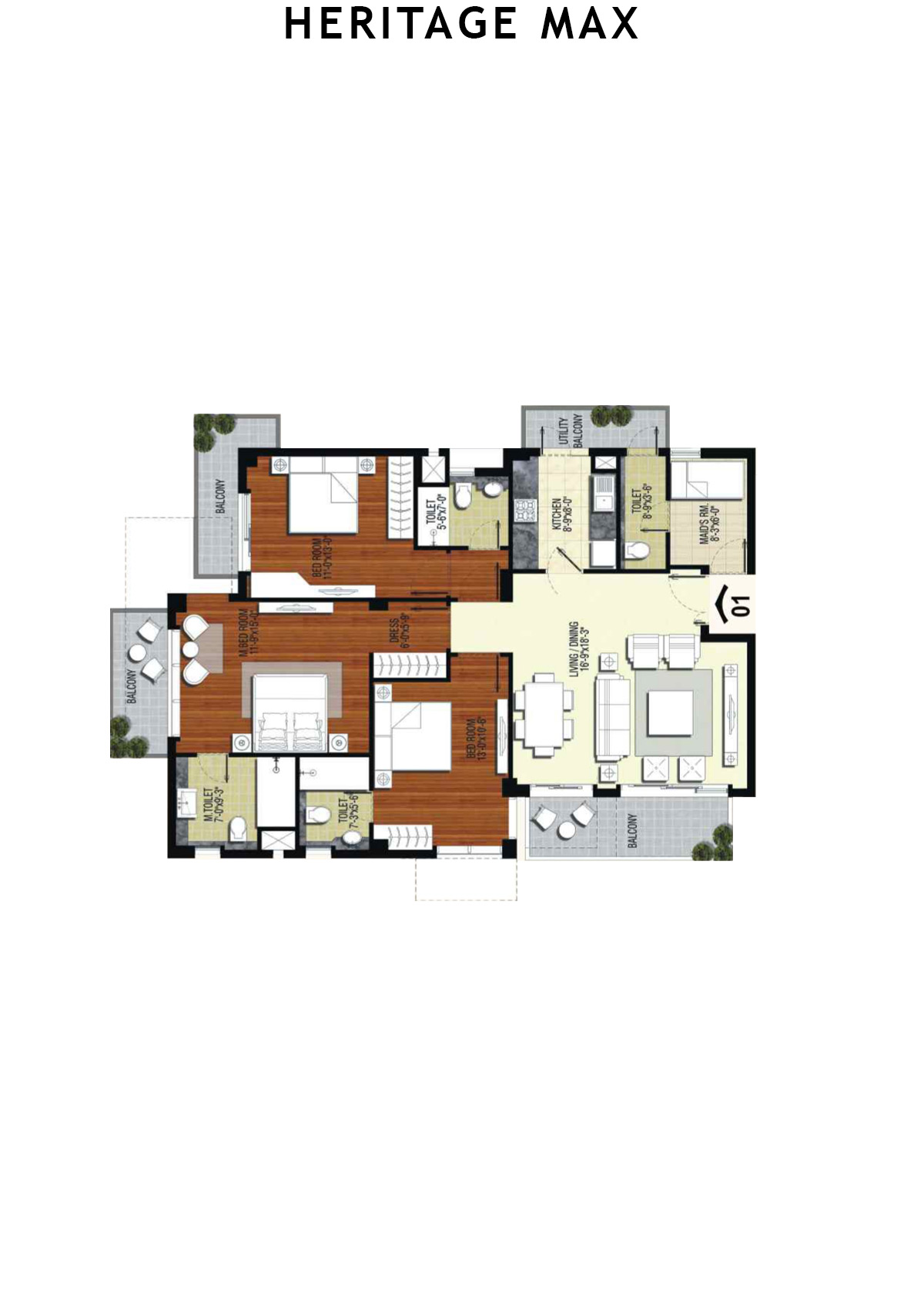 Heritage Max Tower B Unit 1 Floor Plan