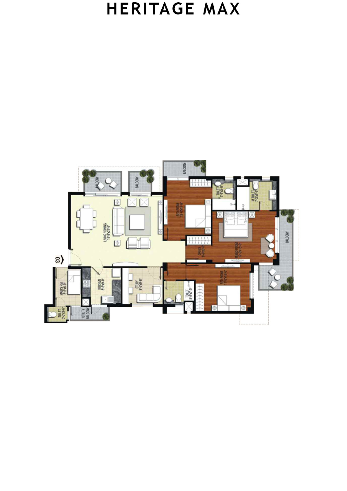 Heritage Max Tower B Unit 3 Floor Plan