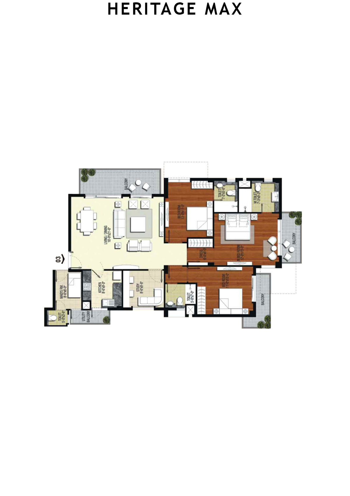 Heritage Max Tower B Unit 3 Floor Plan
