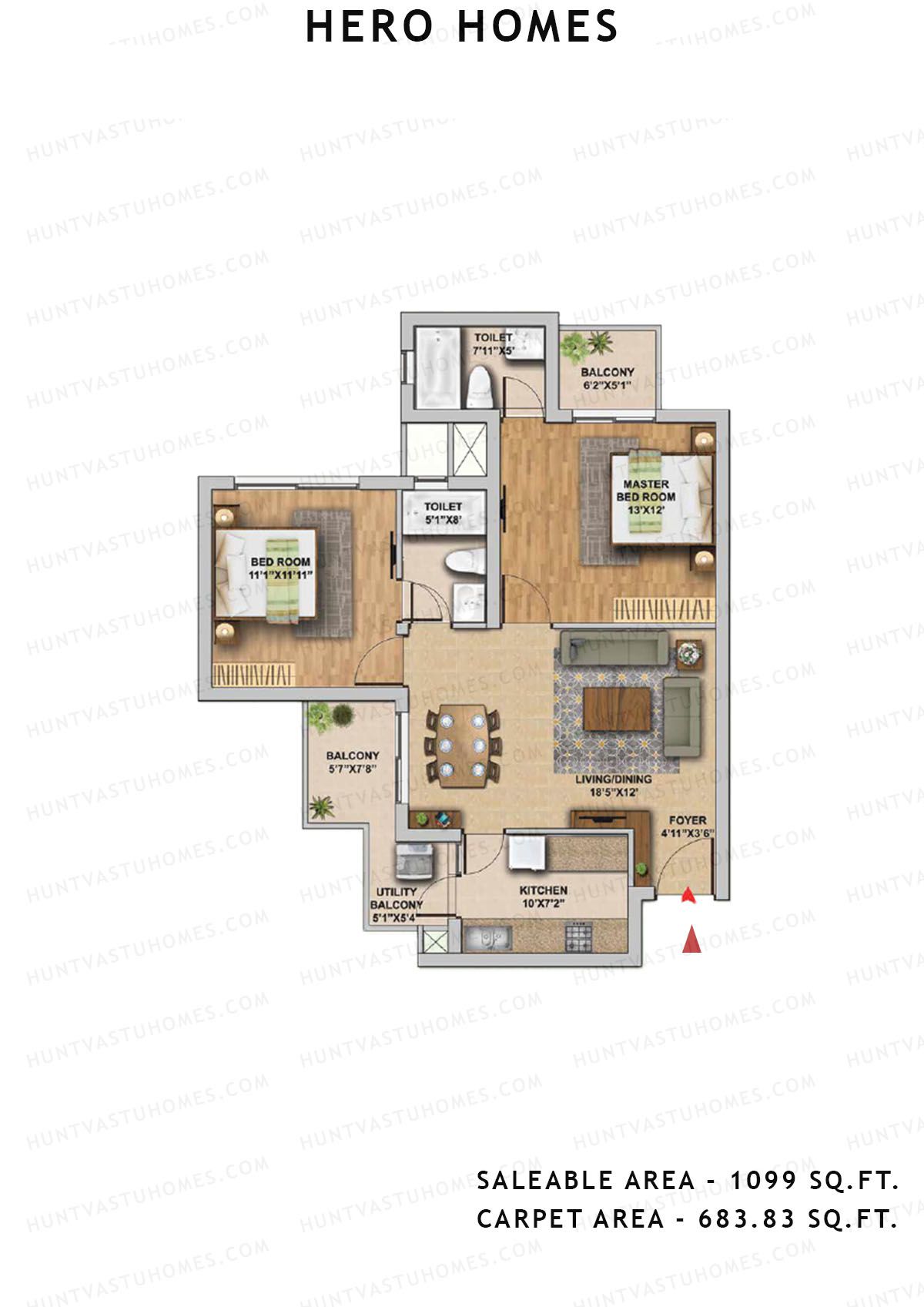Hero Homes Tower 2 Unit 4 Floor Plan