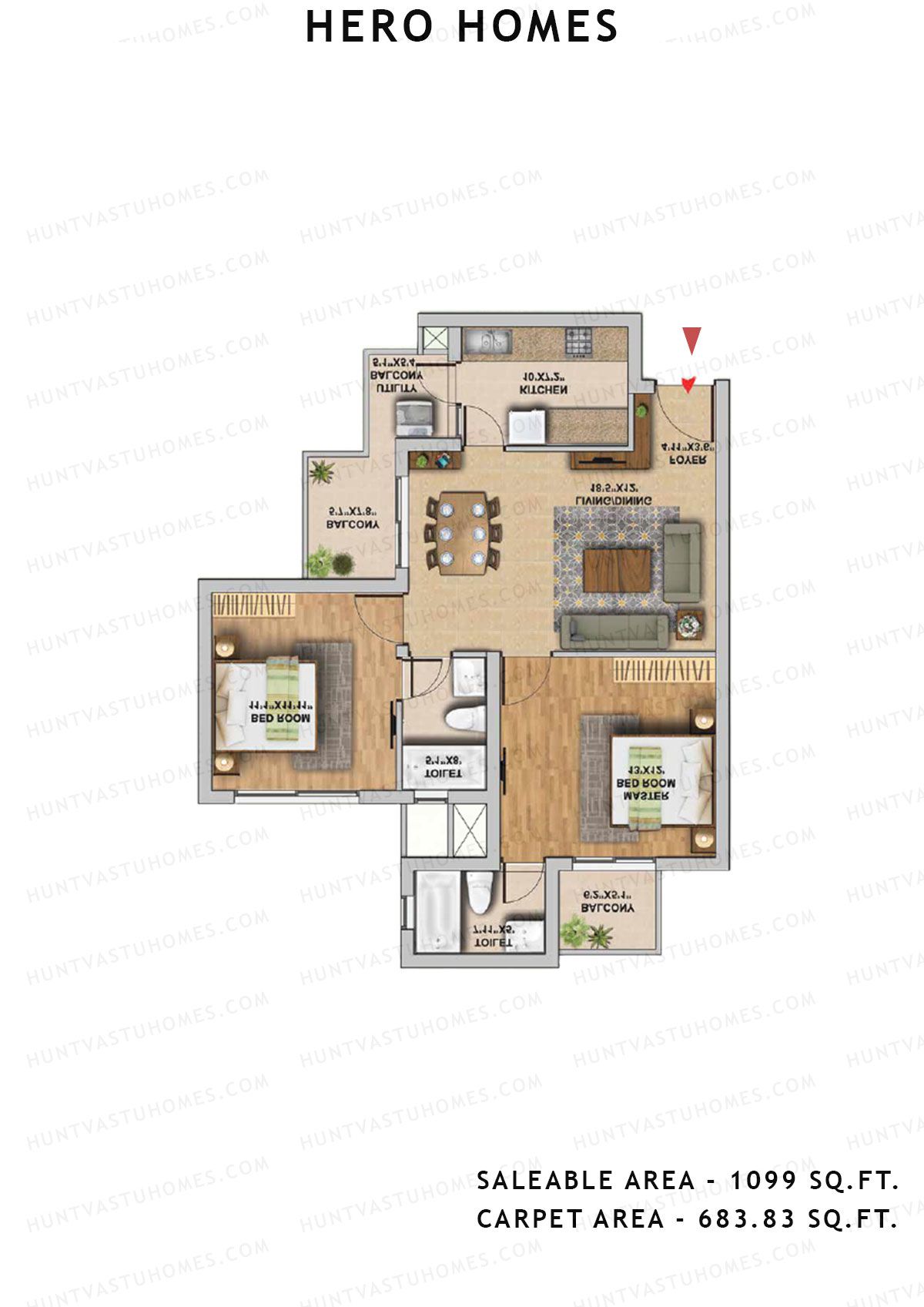 Hero Homes Tower 3 Unit 2 Floor Plan