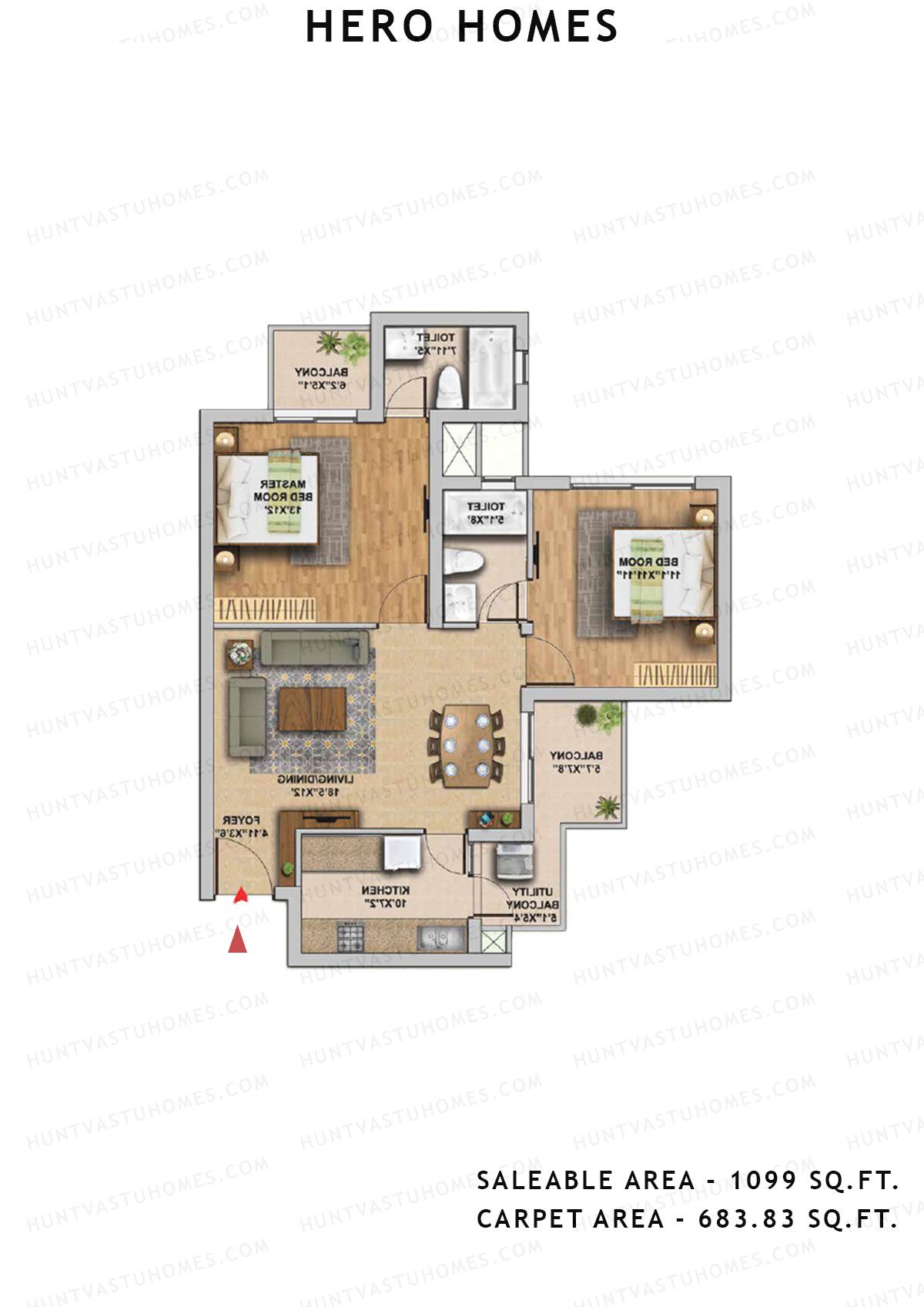 Hero Homes Tower 3 Unit 5 Floor Plan