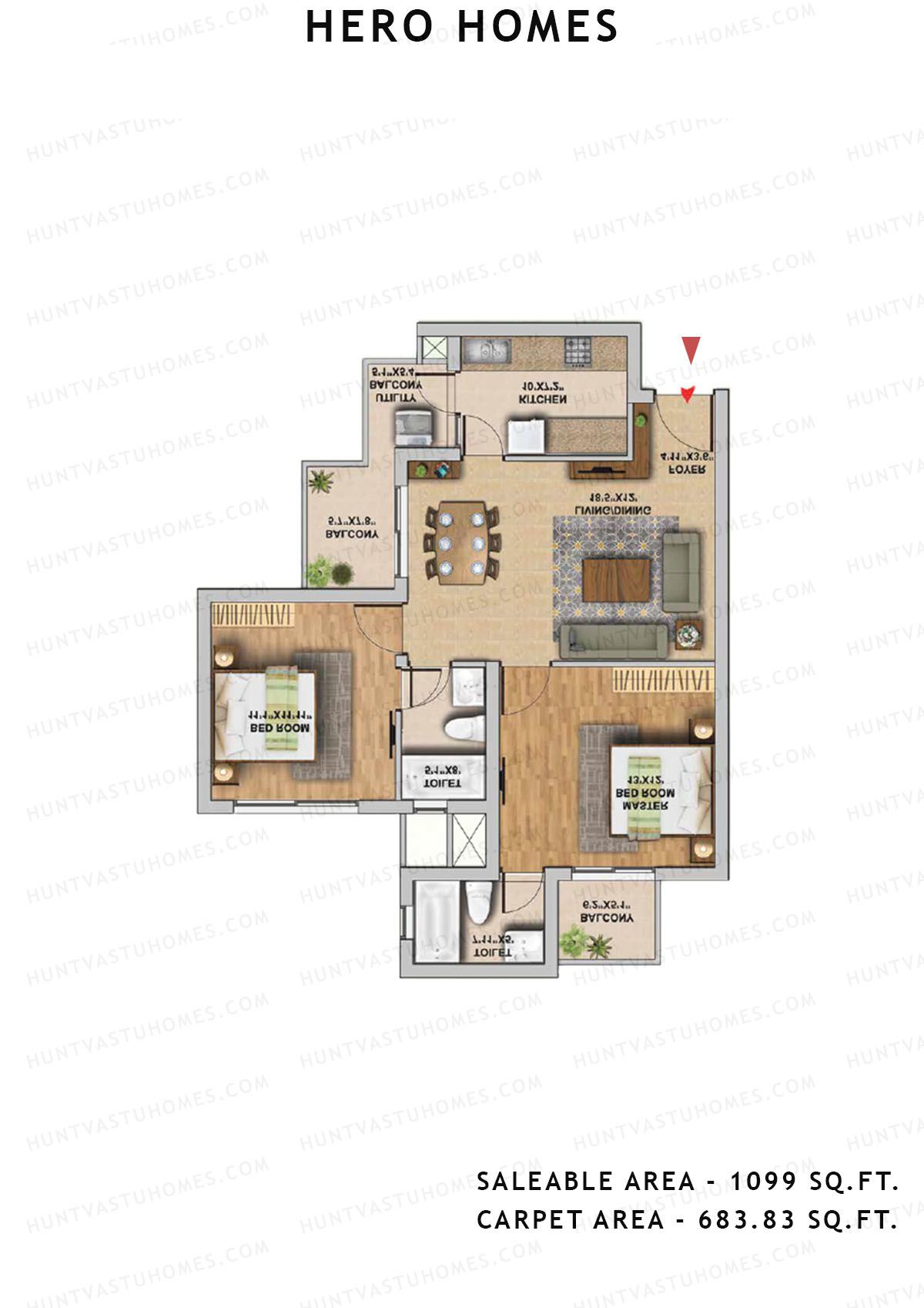 Hero Homes Tower 6 Unit 2 Floor Plan