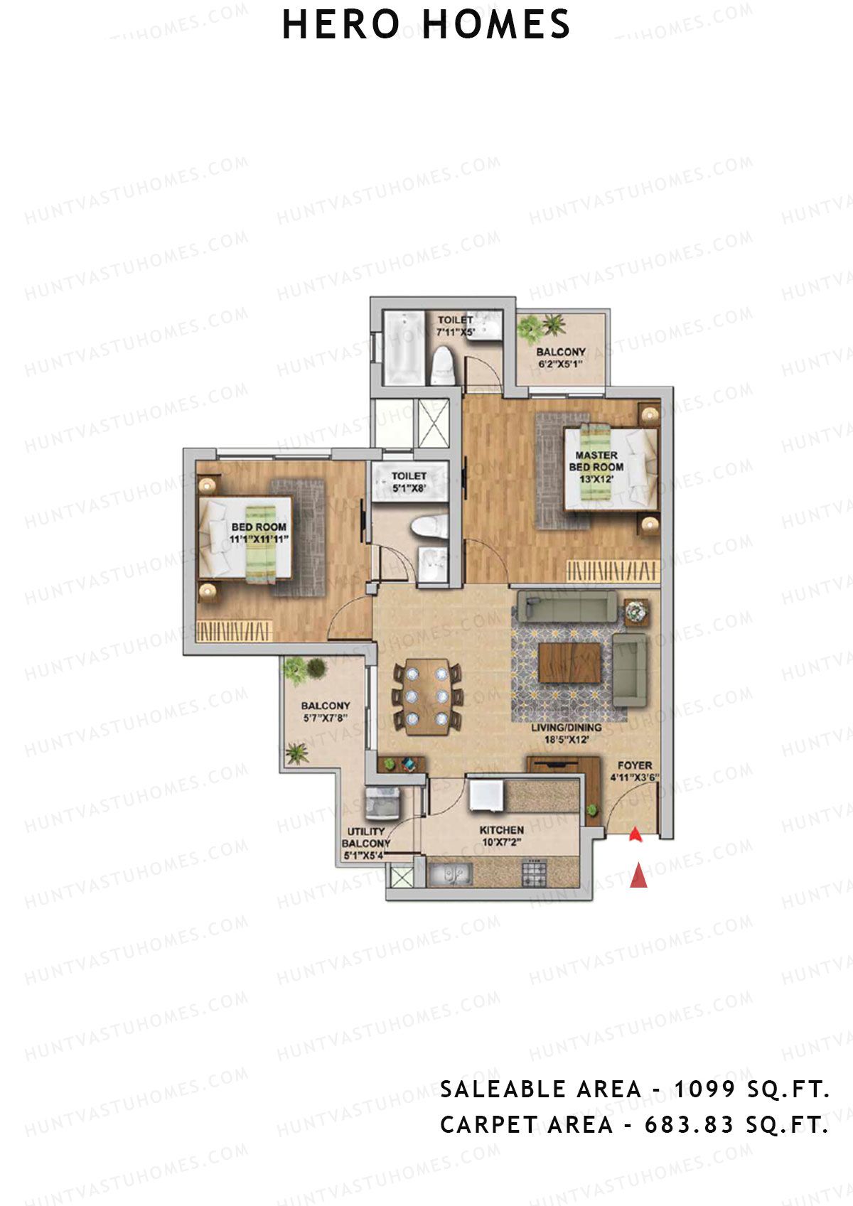 Hero Homes Tower 6 Unit 4 Floor Plan