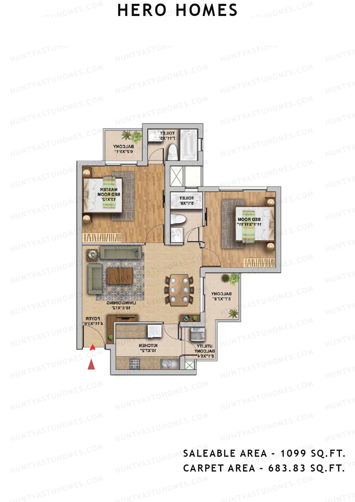 Hero Homes Tower 6 Unit 5 Floor Plan
