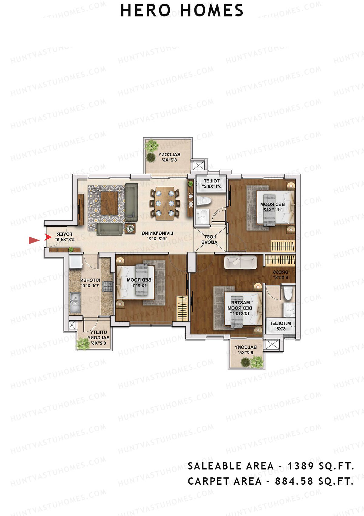 Hero Homes Tower 2 Unit 6 Floor Plan