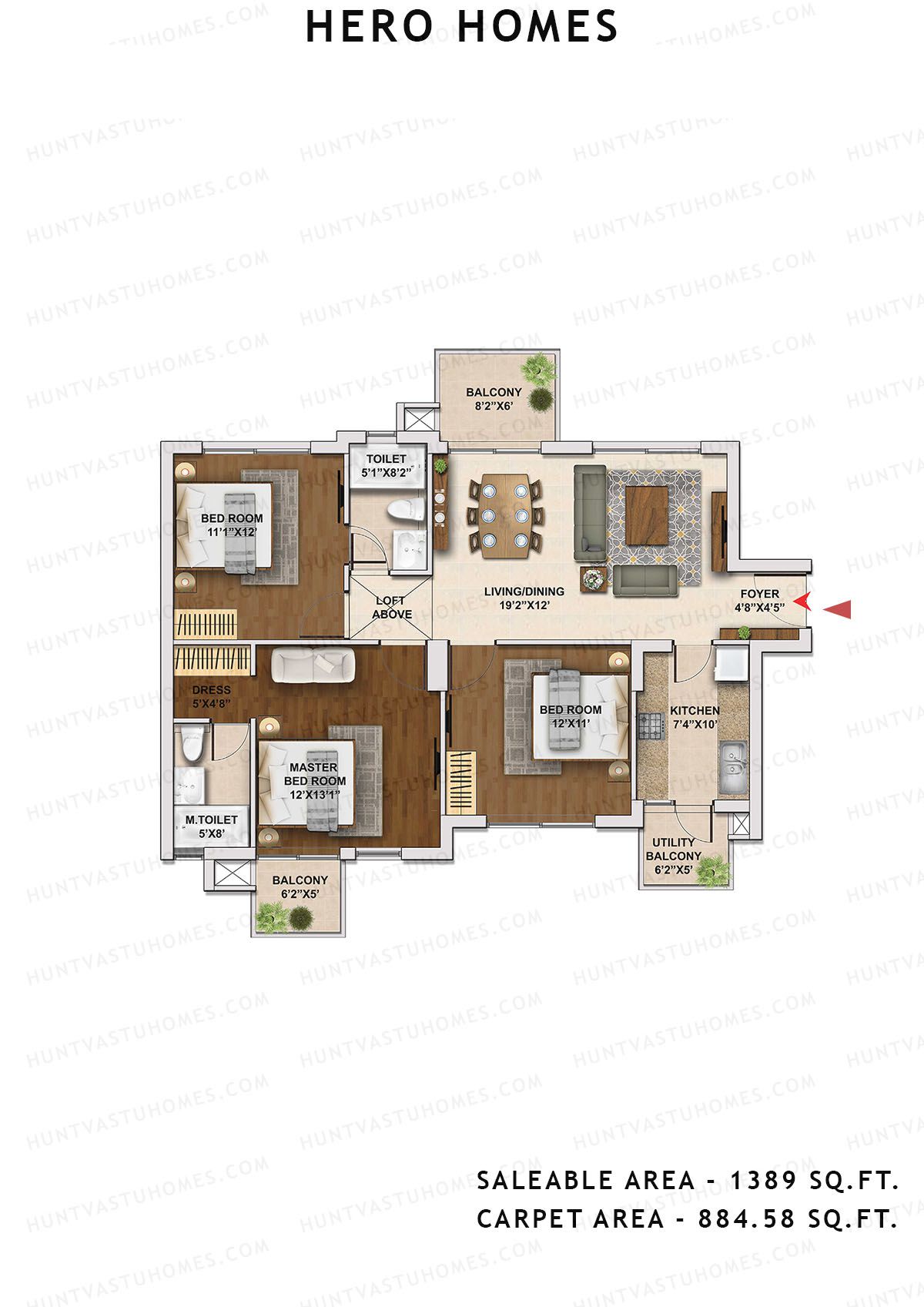 Hero Homes Tower 3 Unit 3 Floor Plan