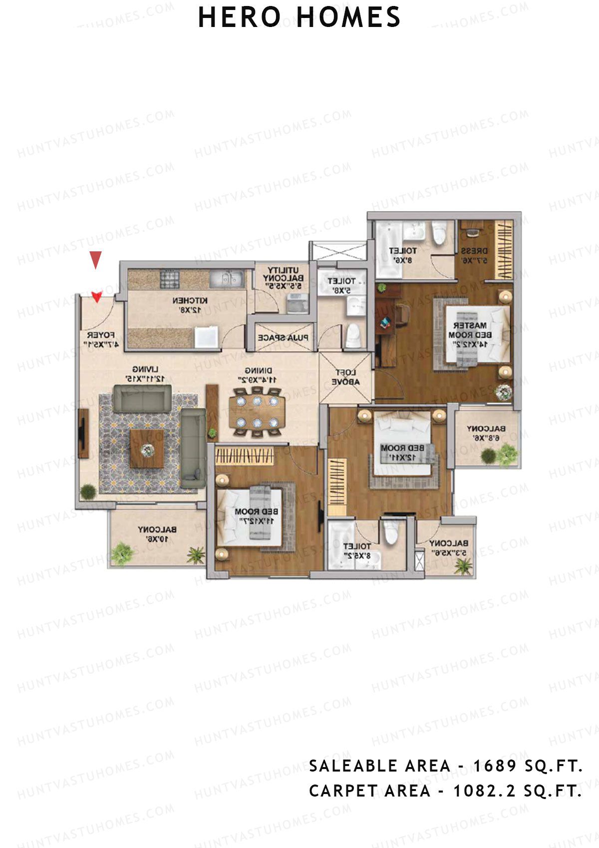 Hero Homes Tower 4 Unit 1 Floor Plan