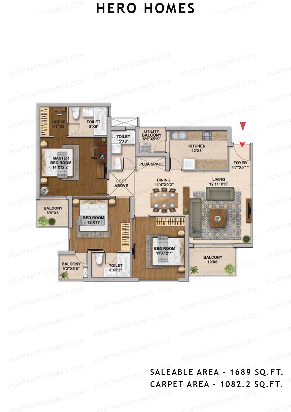 Hero Homes Tower 4 Unit 2 Floor Plan