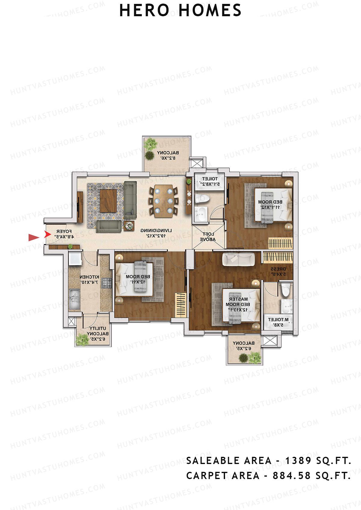 Hero Homes Tower 6 Unit 6 Floor Plan