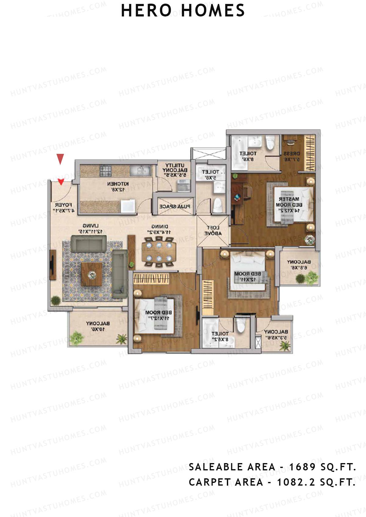 Hero Homes Tower 7 Unit 1 Floor Plan