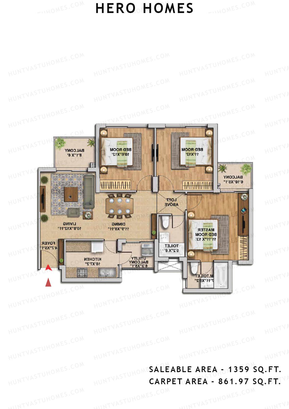 Hero Homes Tower 7 Unit 4 Floor Plan