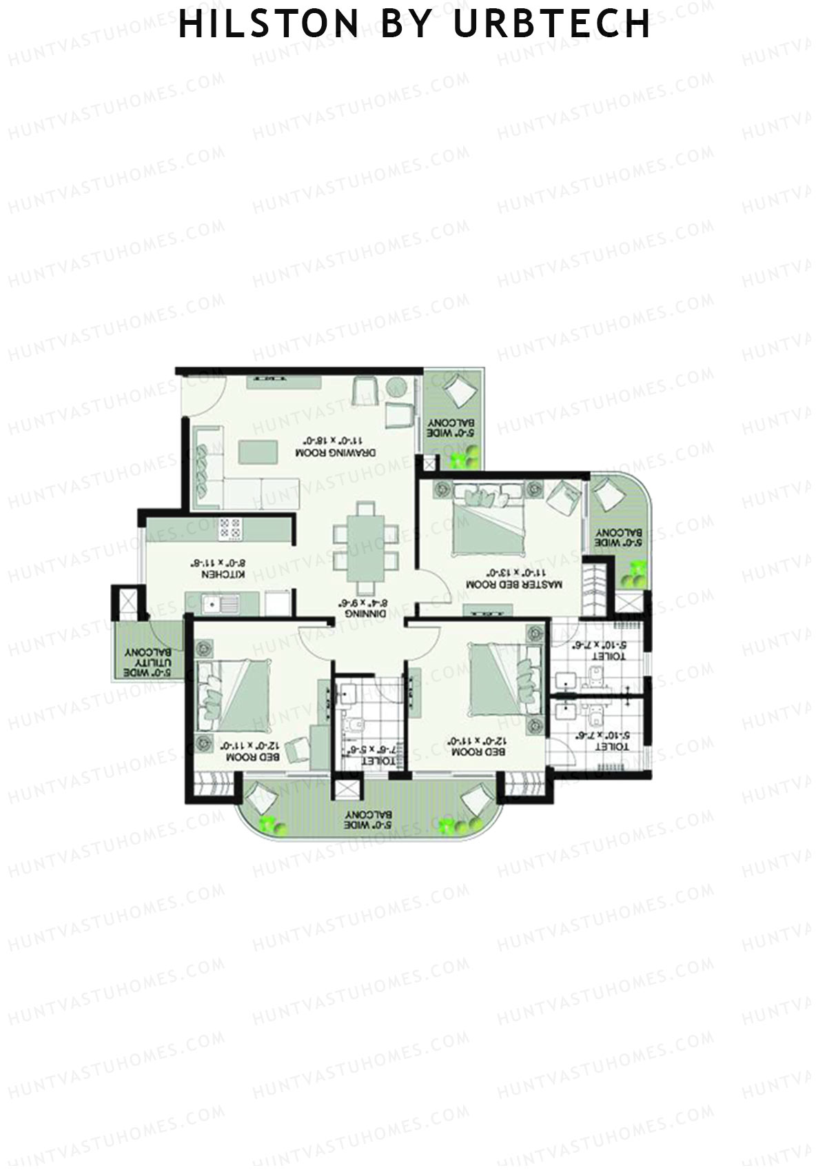 Hilston By Urbtech Tower H Unit 3 Floor Plan