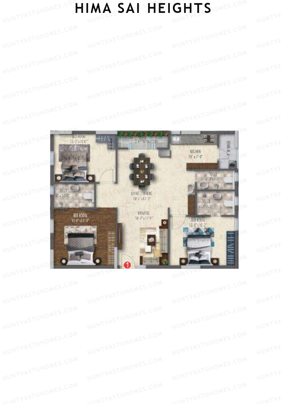 Hima Sai Heights Tower A Unit 1 Floor Plan