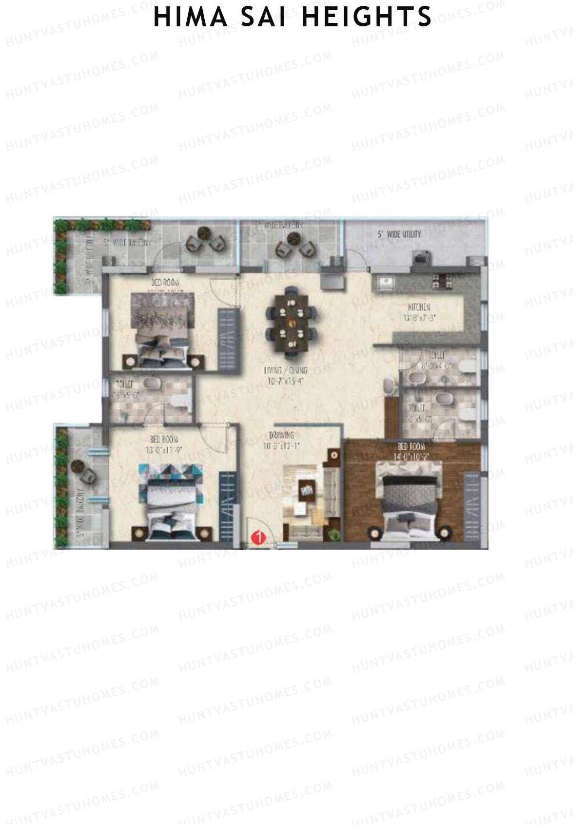 Hima Sai Heights Tower A Unit 1 Floor Plan