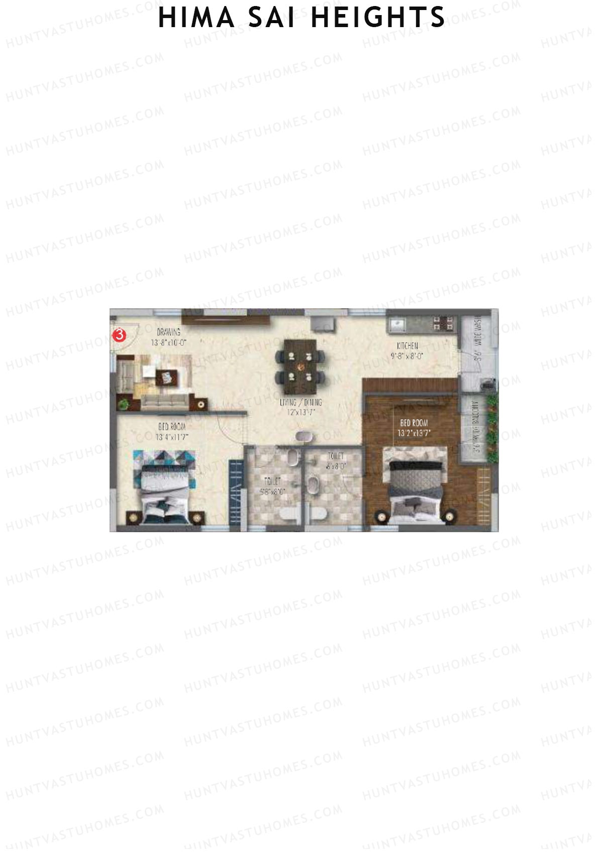 Hima Sai Heights Tower A Unit 3 Floor Plan