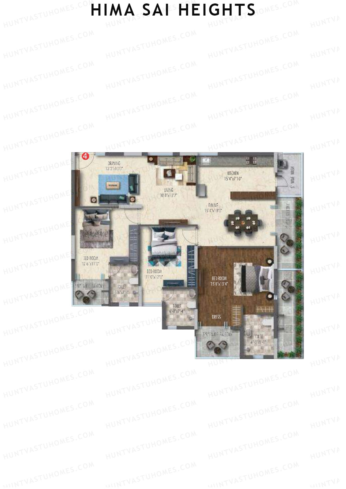 Hima Sai Heights Tower A Unit 4 Floor Plan