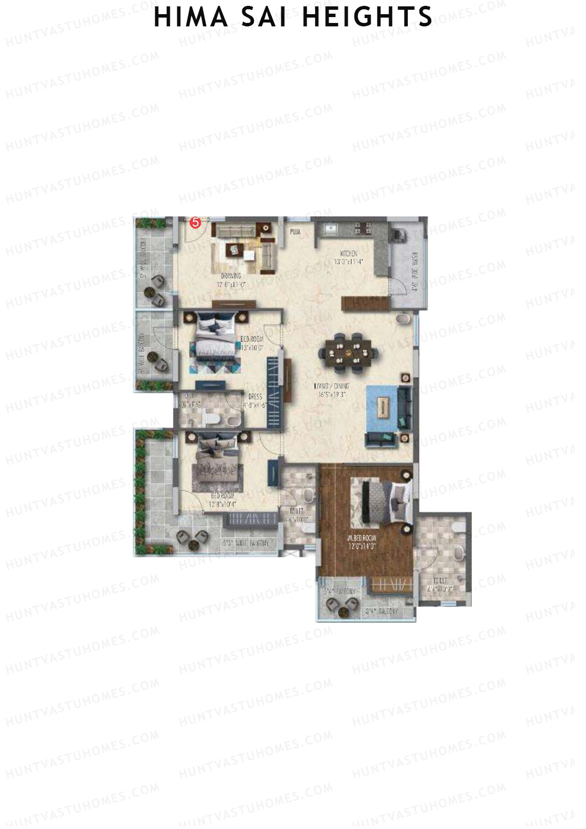 Hima Sai Heights Tower A Unit 5 Floor Plan