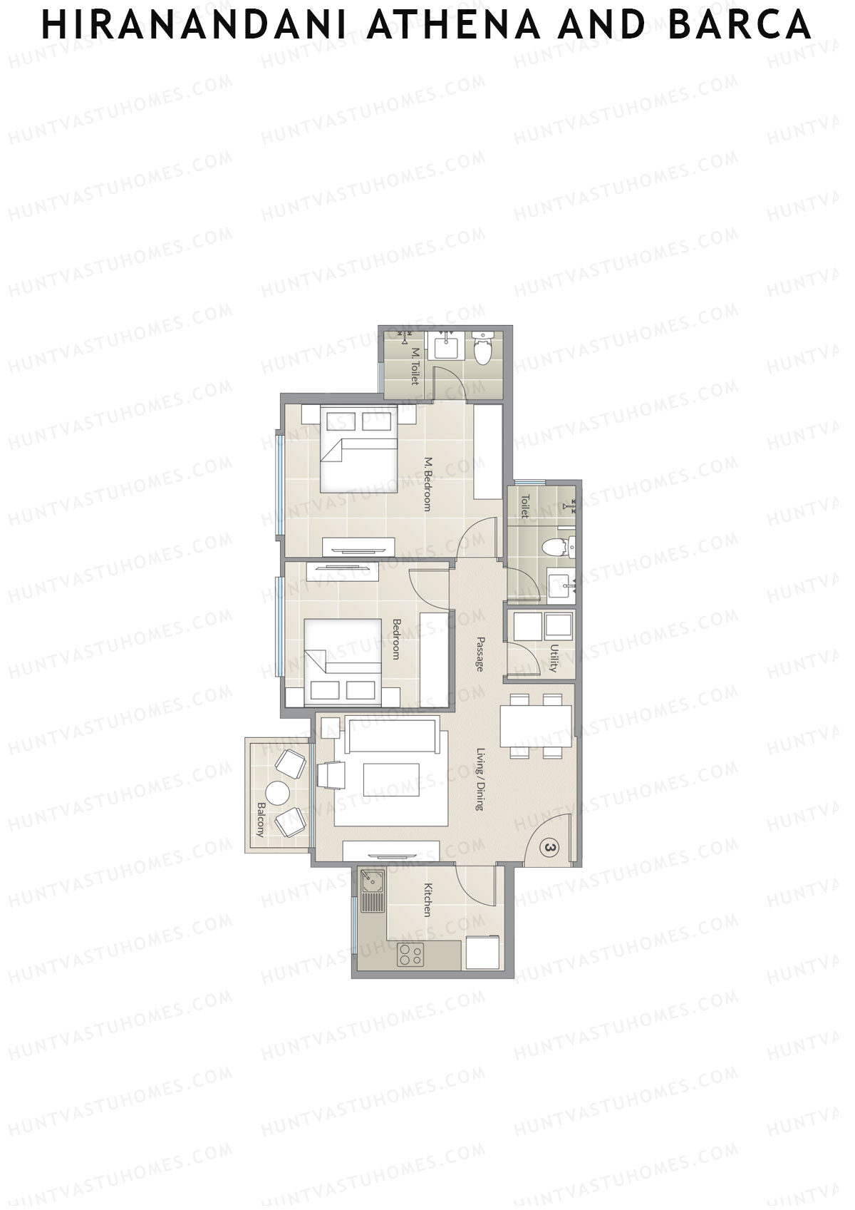 Hiranandani Athena and Barca Athena Unit 3 Floor Plan