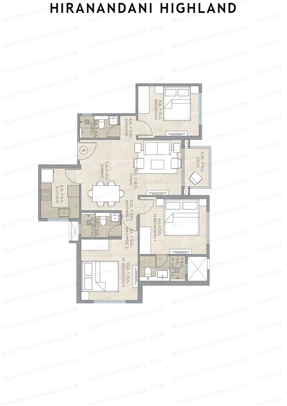 Hiranandani Highland Wing E Unit 1 Floor Plan