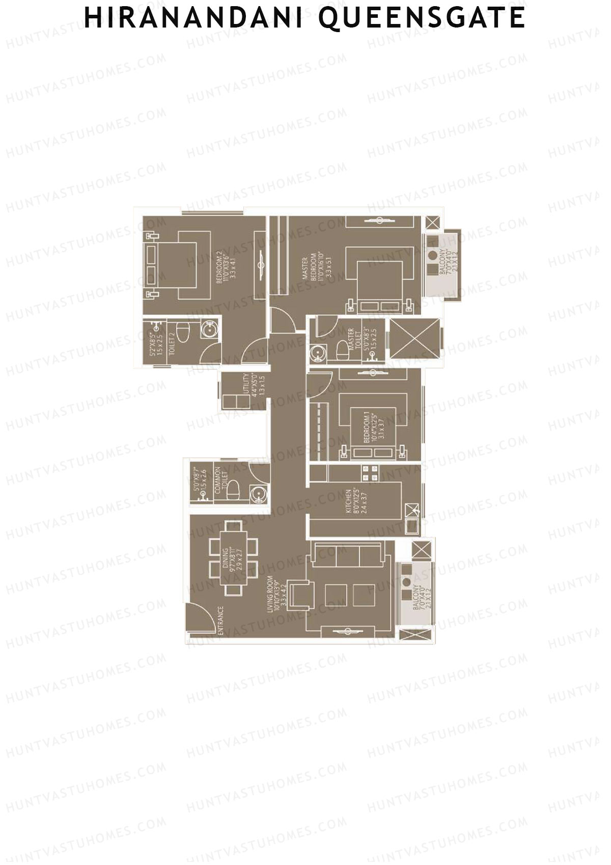 Hiranandani QueensGate Wing A Unit 1 Floor Plan