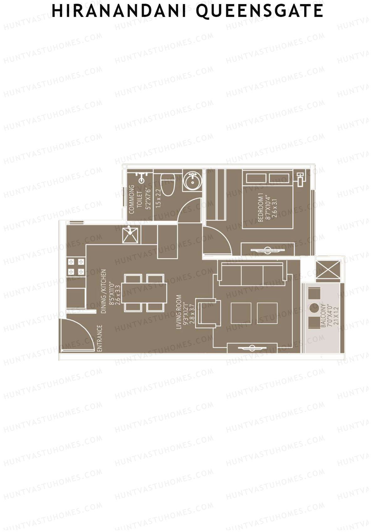 Hiranandani QueensGate Wing B Unit 1 Floor Plan