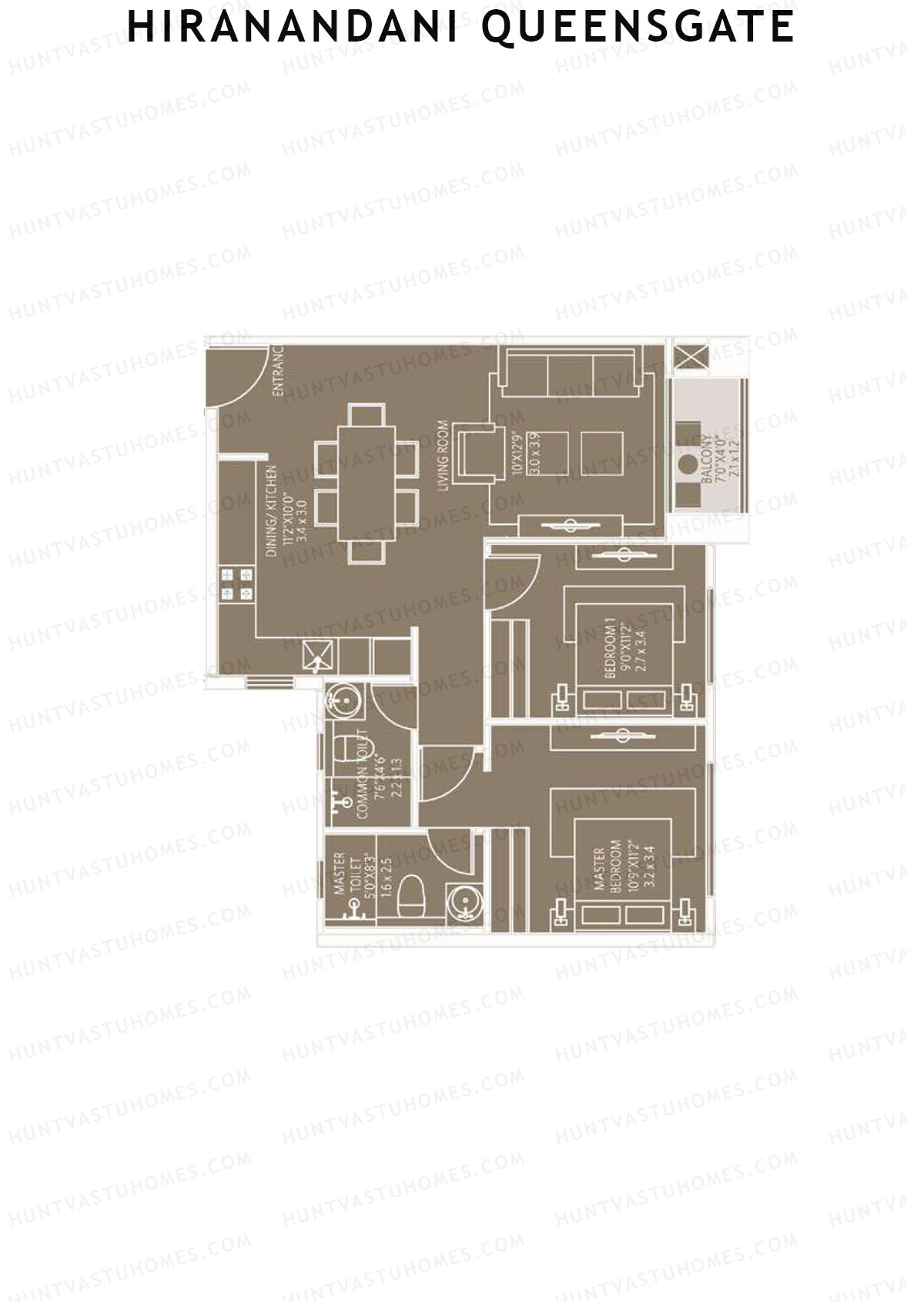 Hiranandani QueensGate Wing B Unit 3 Floor Plan