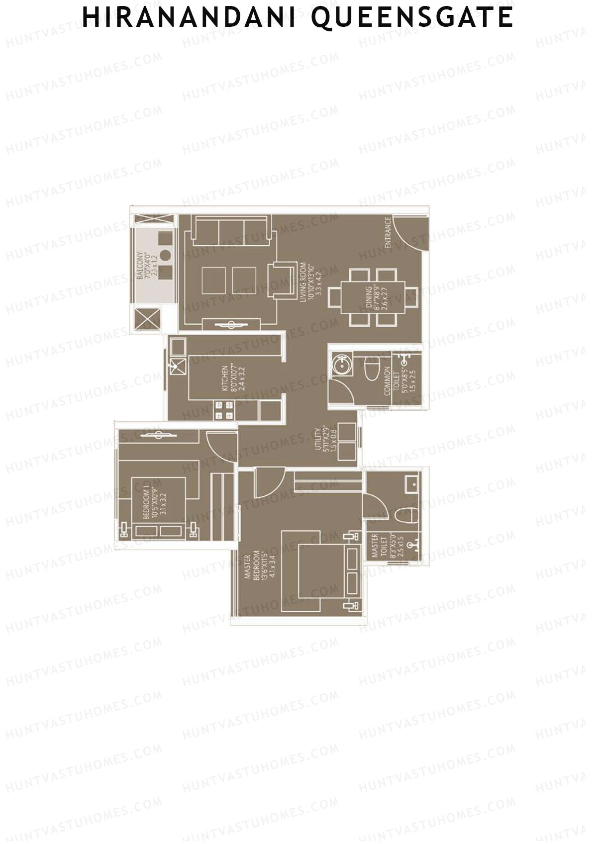 Hiranandani QueensGate Wing B Unit 8 Floor Plan