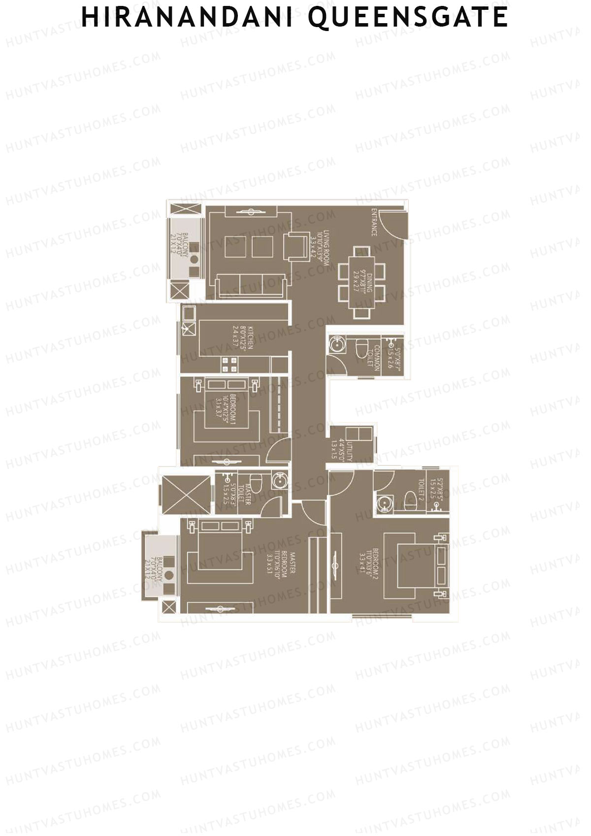 Hiranandani QueensGate Wing C Unit 4 Floor Plan