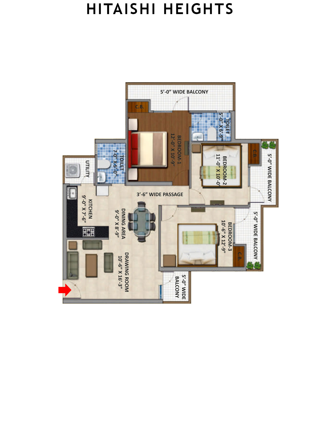 Hitaishi Heights Tower A Unit 1 Floor Plan