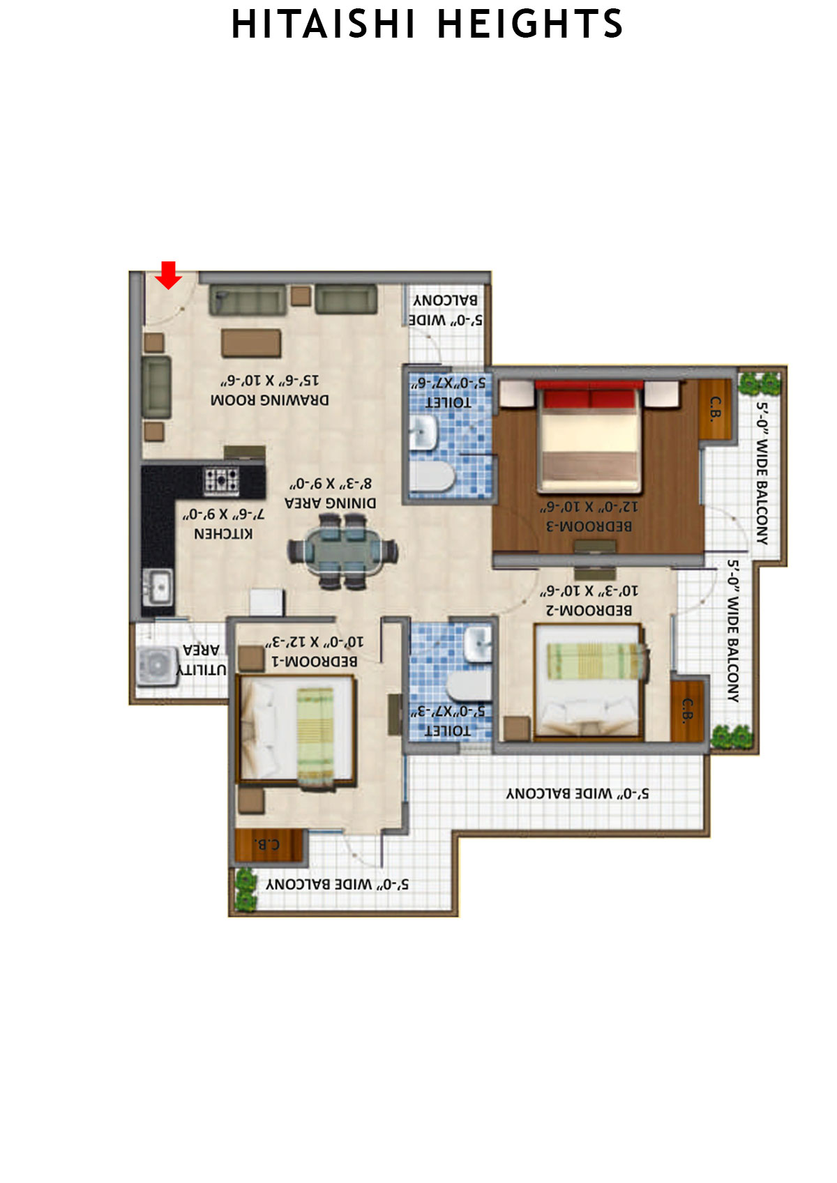Hitaishi Heights Tower A Unit 2 Floor Plan