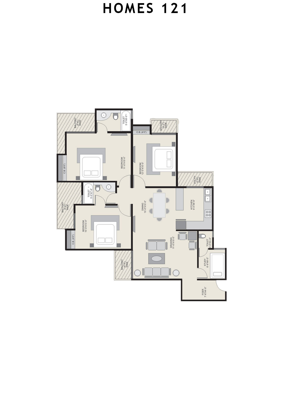 Homes 121 Tower A Unit 1 Floor Plan