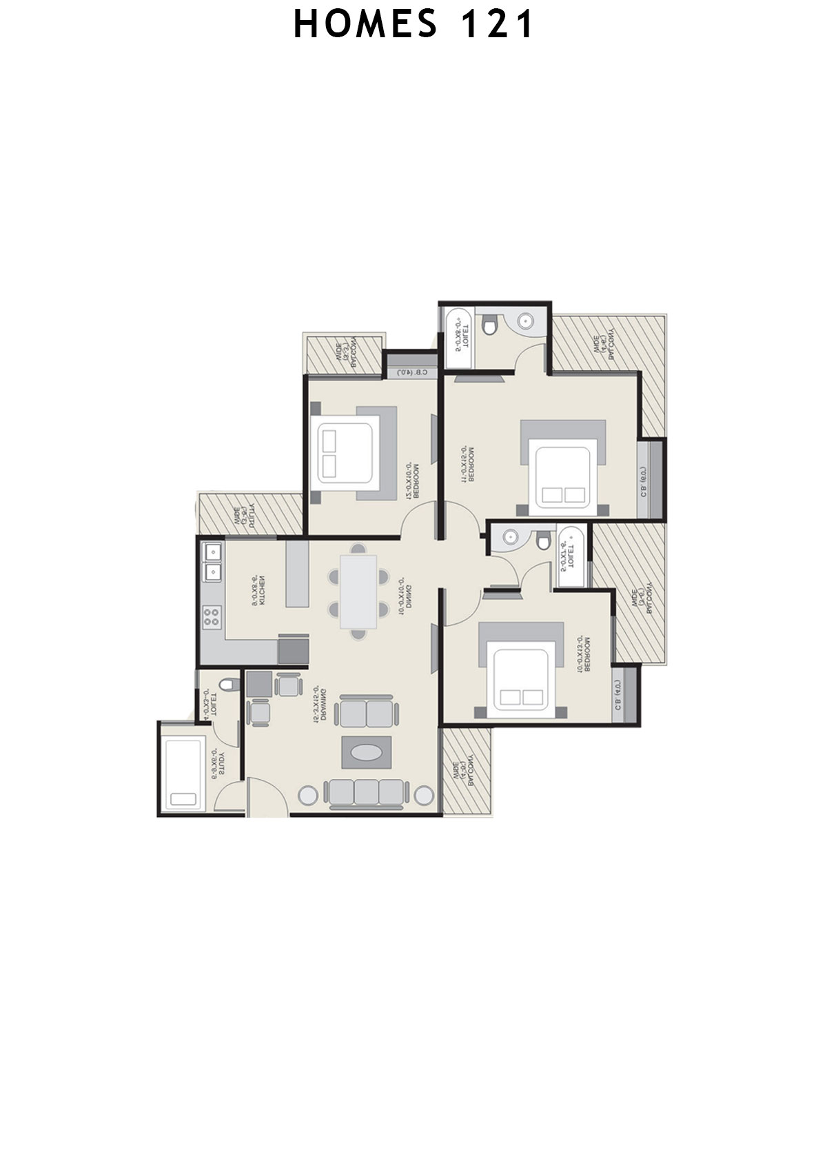 Homes 121 Tower A Unit 2 Floor Plan