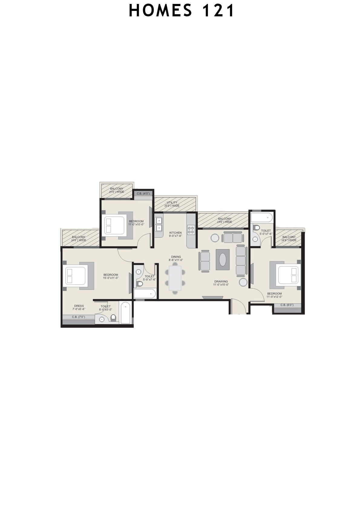 Homes 121 Tower A Unit 6 Floor Plan