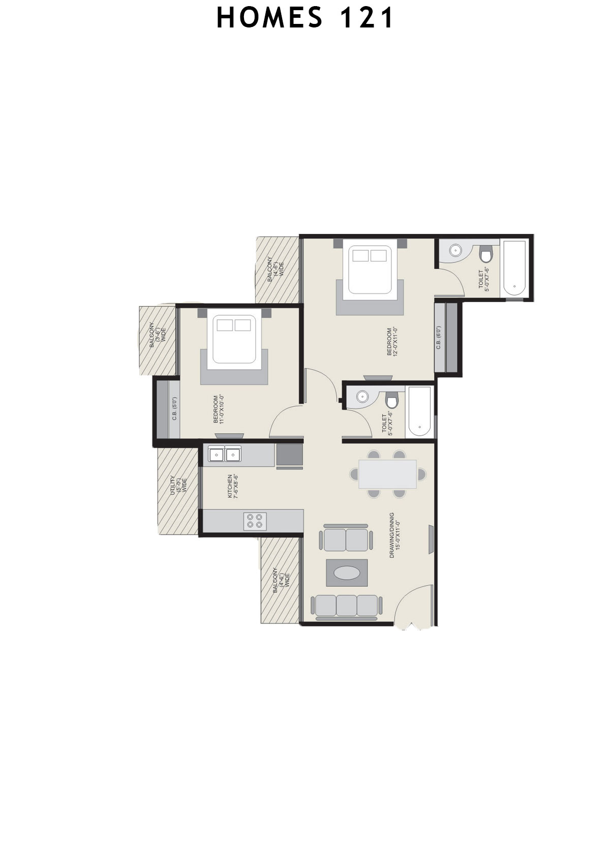 Homes 121 Tower C Unit 6 Floor Plan