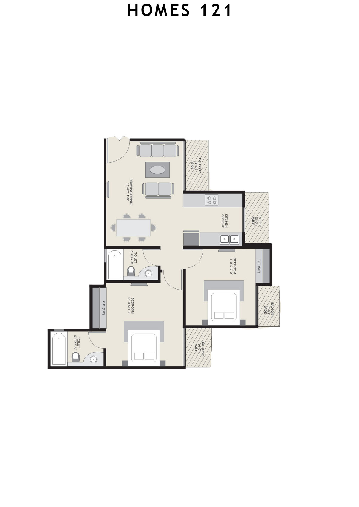 Homes 121 Tower E Unit 2 Floor Plan