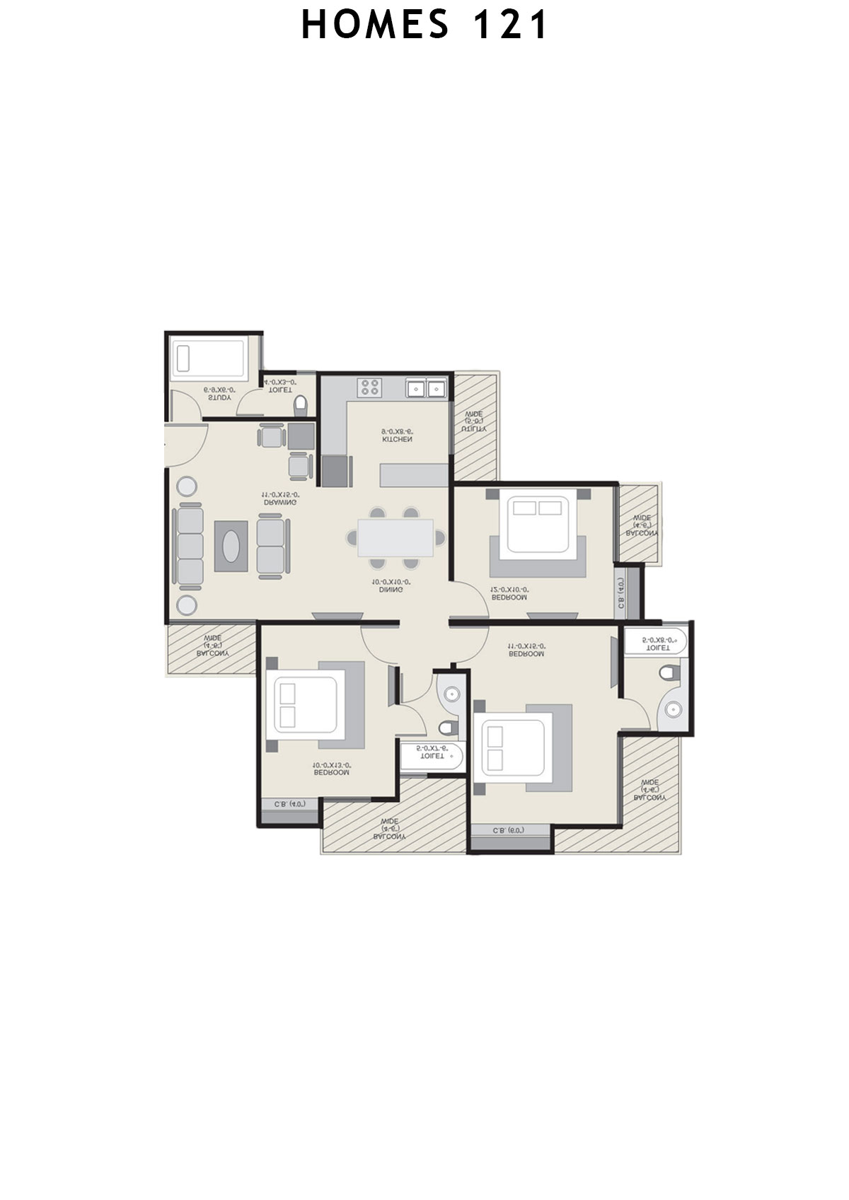 Homes 121 Tower H Unit 1 Floor Plan
