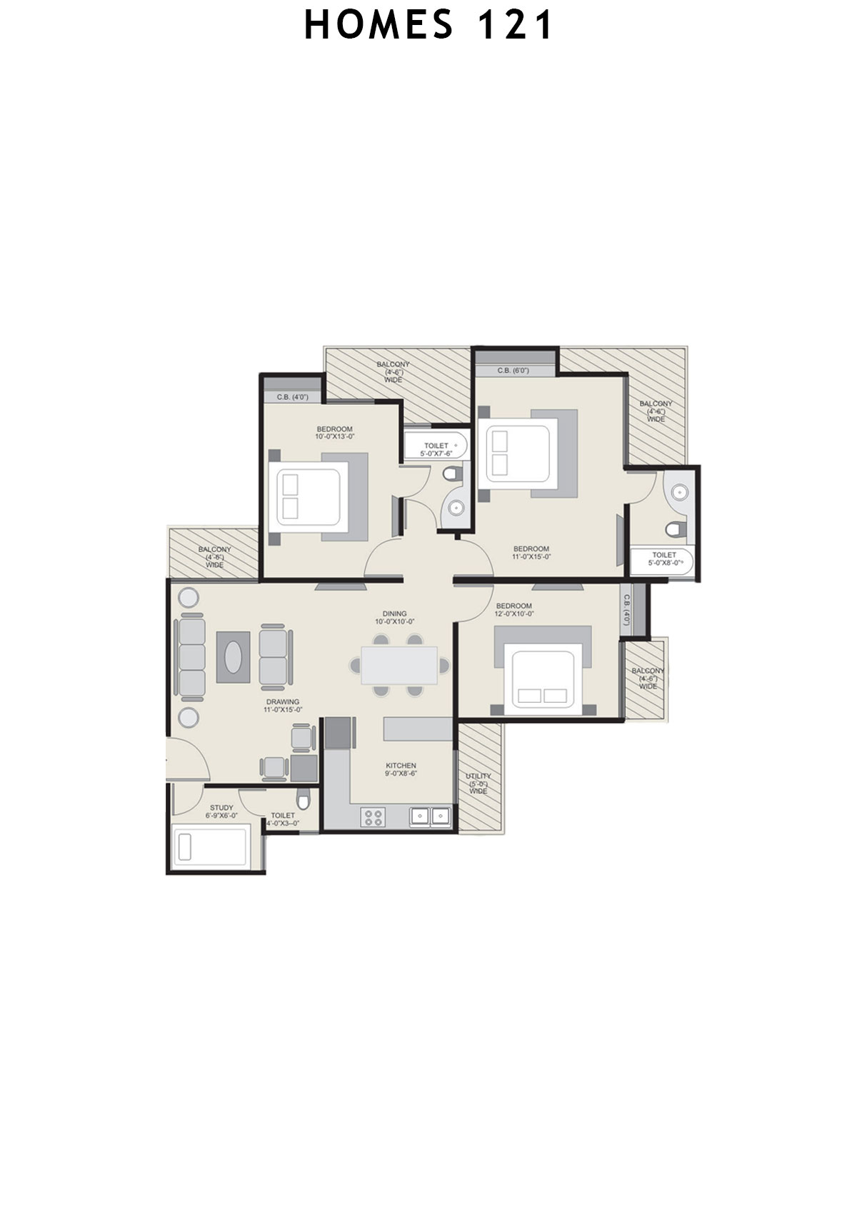 Homes 121 Tower H Unit 4 Floor Plan