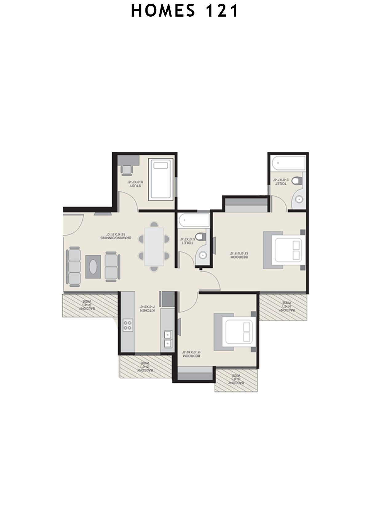 Homes 121 Tower J Unit 1 Floor Plan