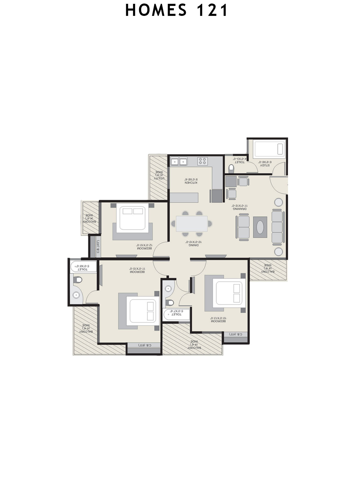 Homes 121 Tower J Unit 2 Floor Plan