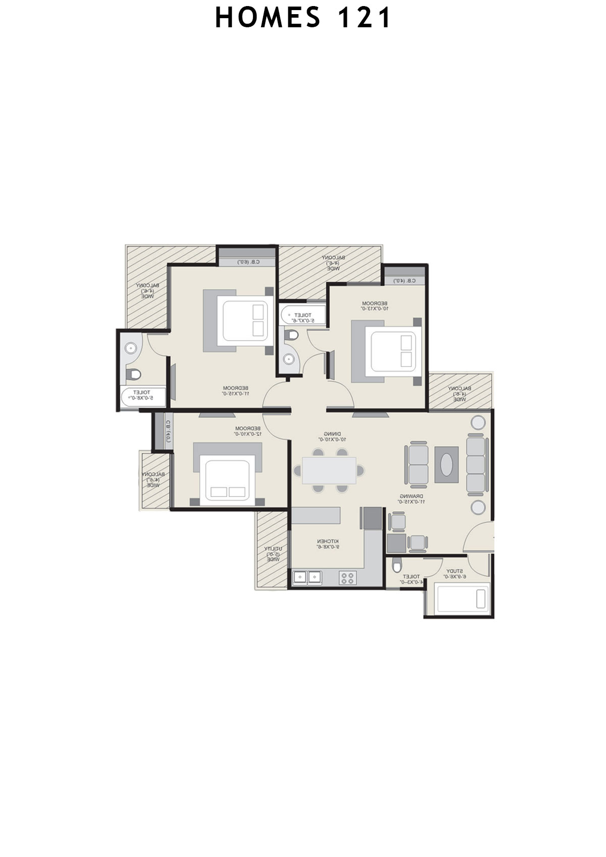 Homes 121 Tower J Unit 3 Floor Plan