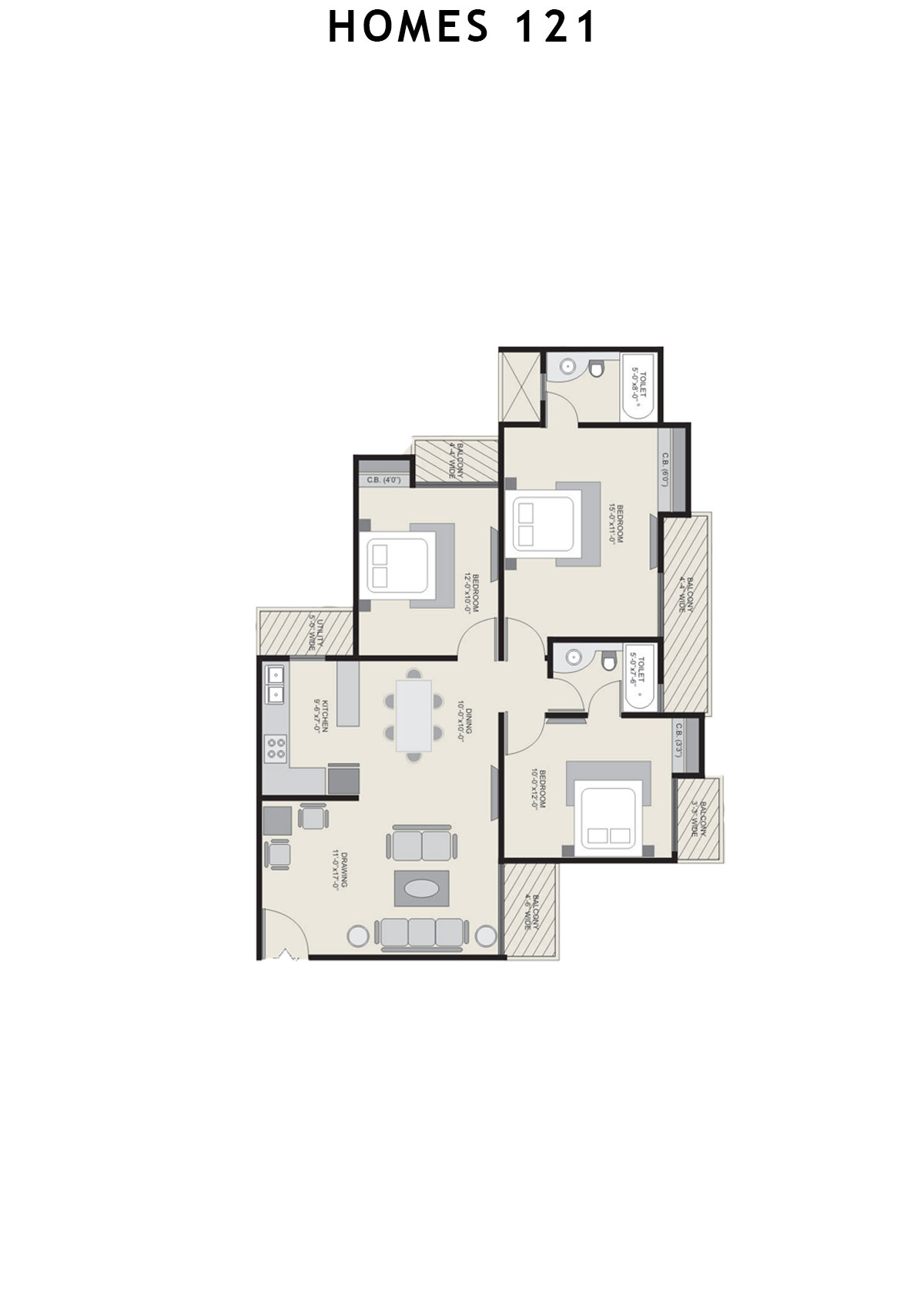 Homes 121 Tower M Unit 3 Floor Plan