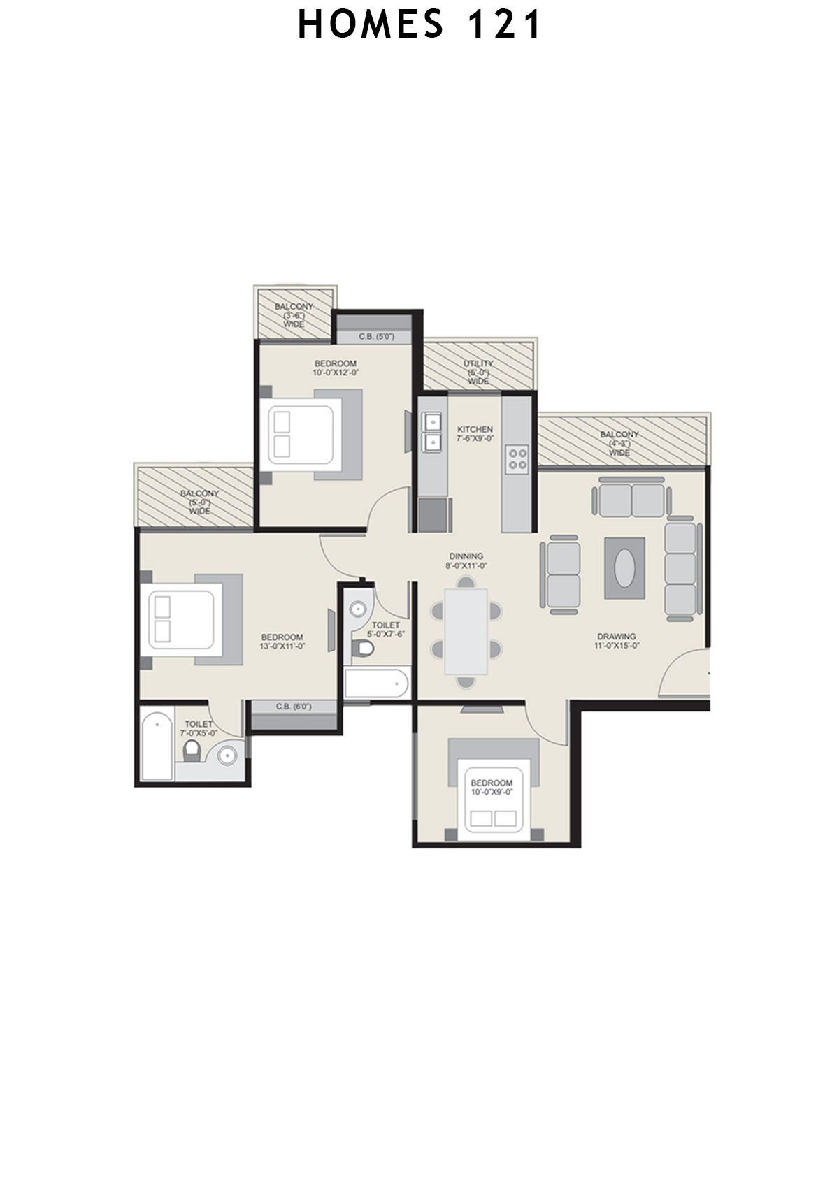 Homes 121 Tower O Unit 1 Floor Plan