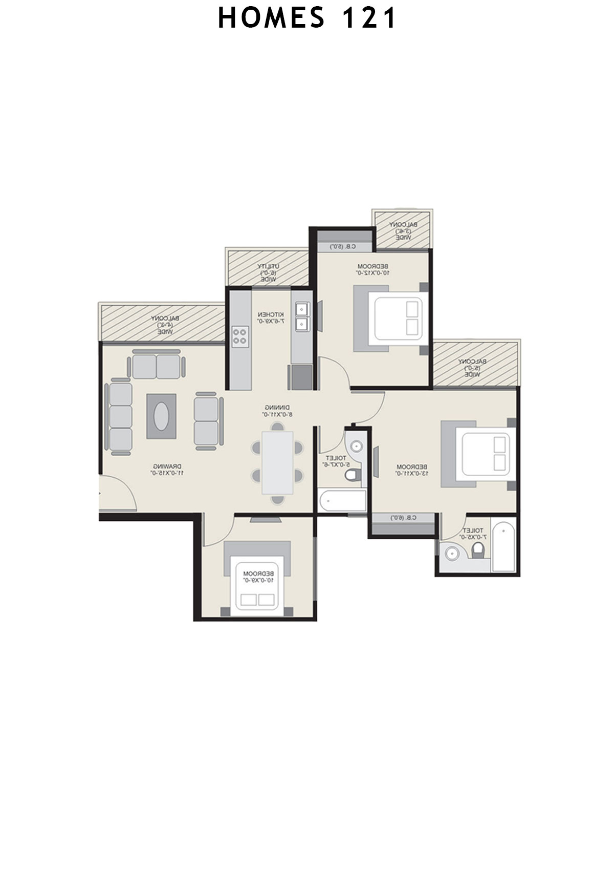 Homes 121 Tower O Unit 2 Floor Plan