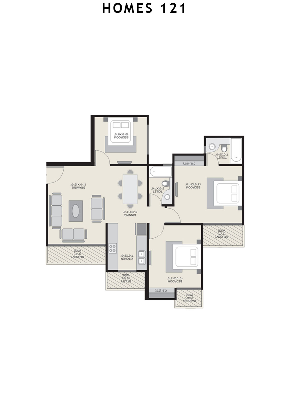Homes 121 Tower O Unit 3 Floor Plan